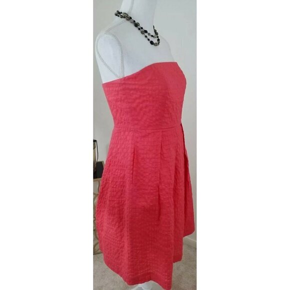 J.CREW~Women's Size 6~Orange Textured Strapless Cotton Party Fully Lined Dress. - Picture 7 of 12